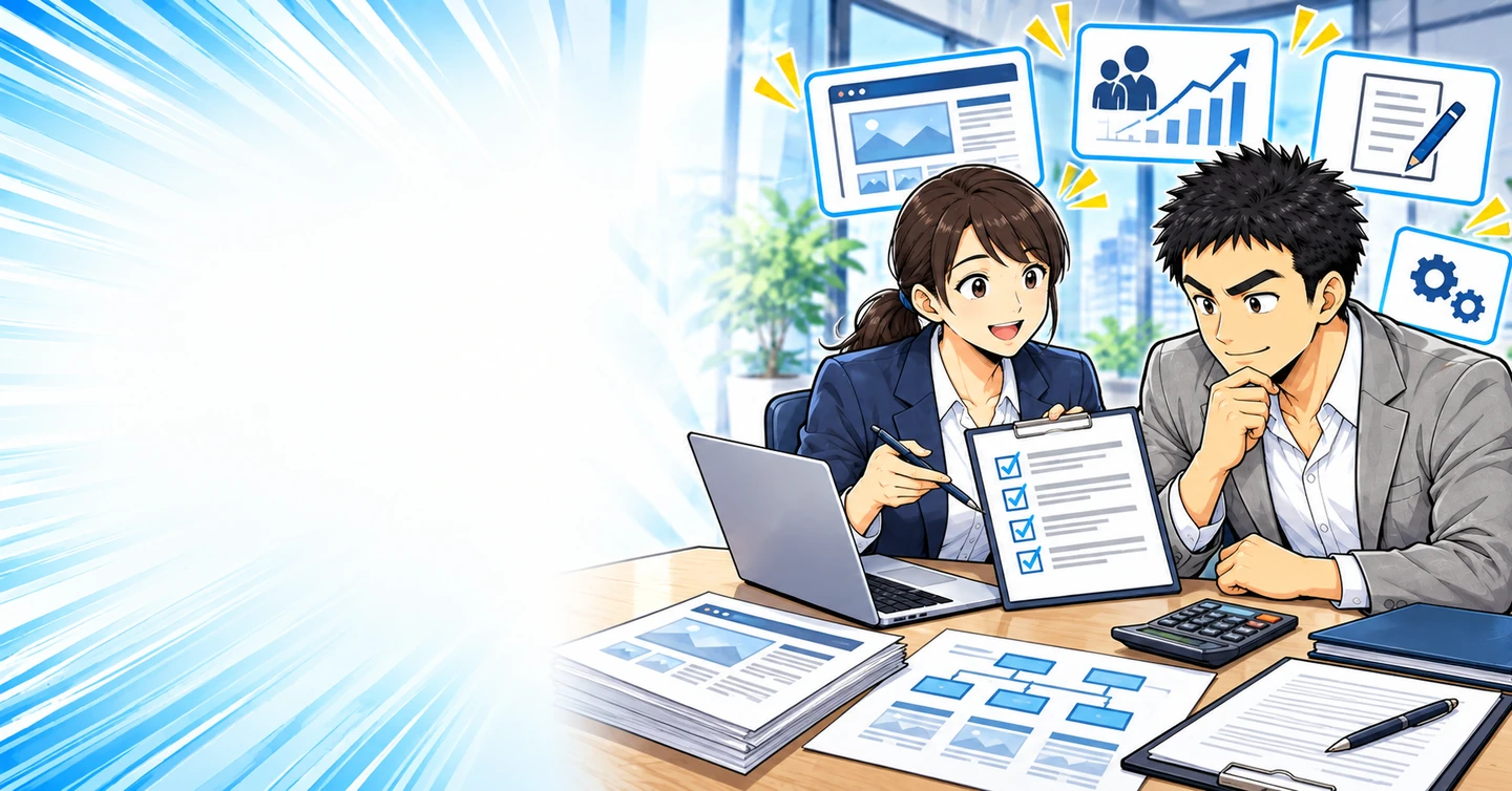 アフィリエイトサイト制作代行の選び方の解説イラスト