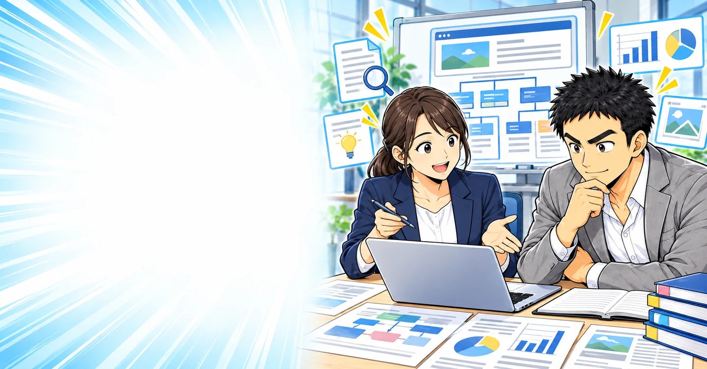 アフィリエイト記事の構成の作り方|検索意図から見出しと資料を設計するの解説イラスト