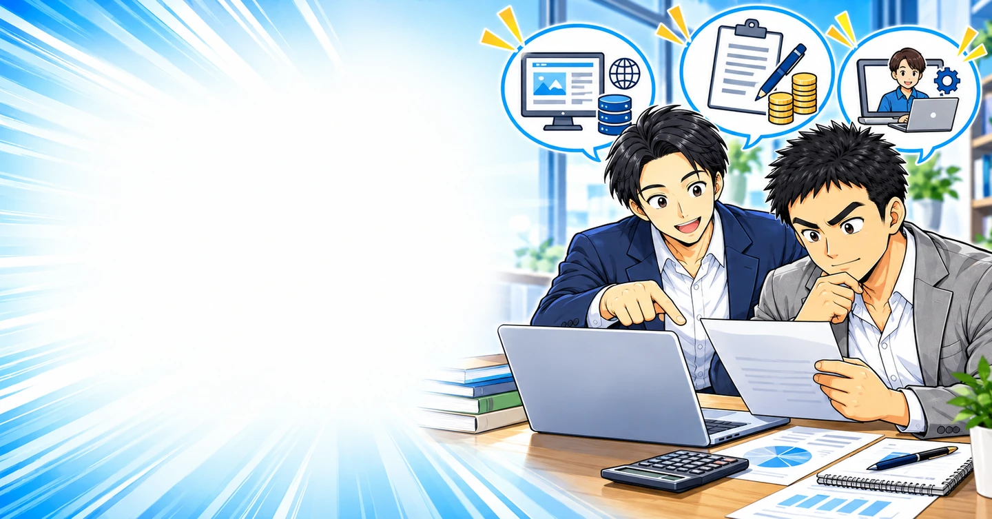 アフィリエイトを自分で始める費用はいくら？初期費用と更新費用を分けて考えるの解説イラスト