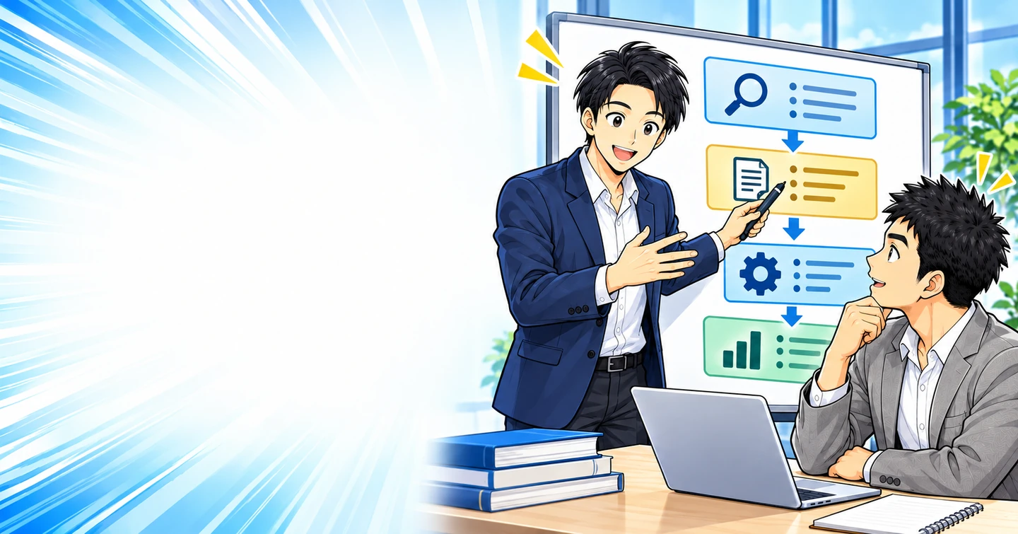 アフィリエイトの勉強は何から？分からない作業から学ぶ順番を決めるの解説イラスト