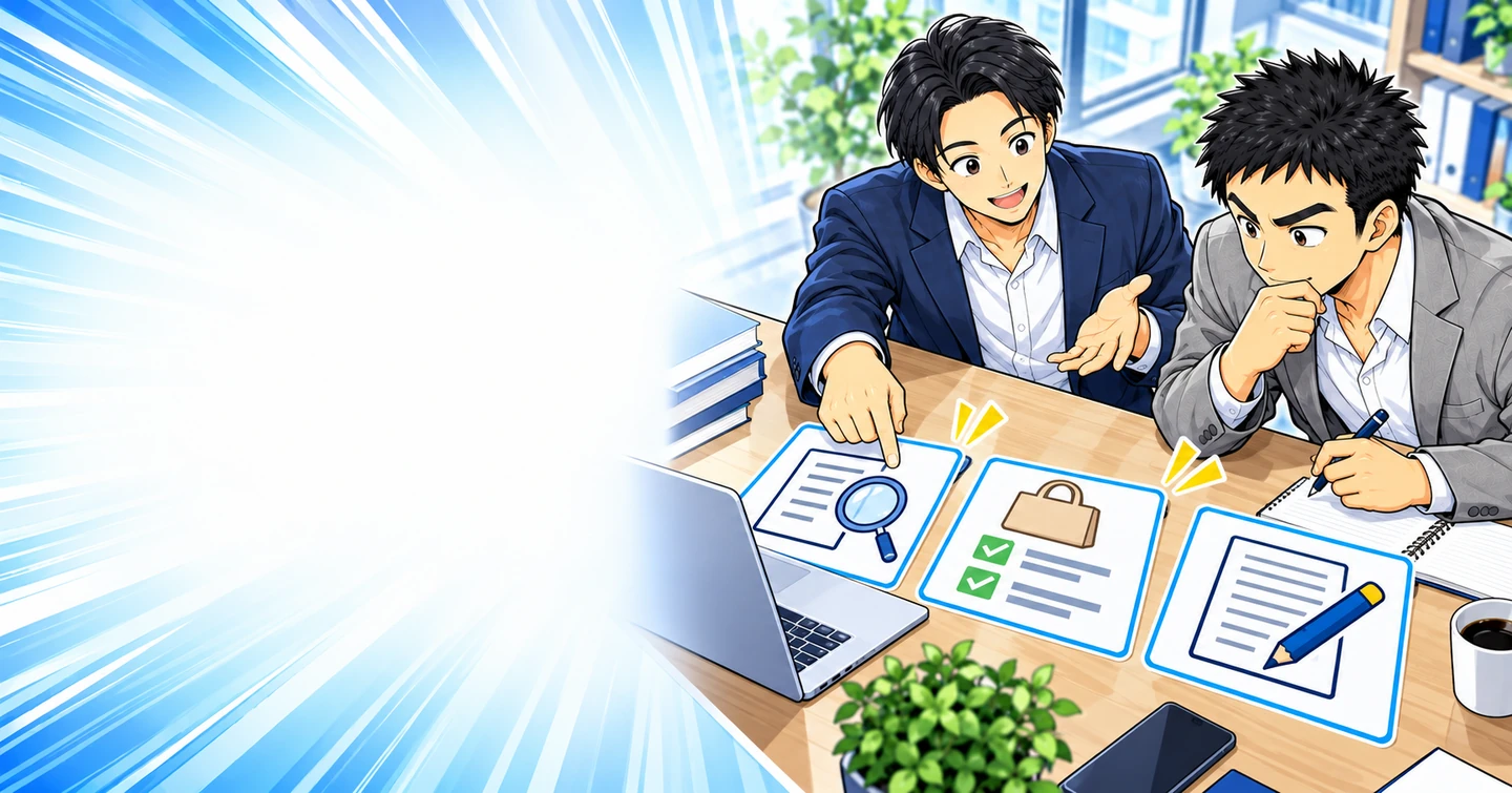 アフィリエイトを始めるか迷ったら|契約前に試せる3つの小さな作業の解説イラスト