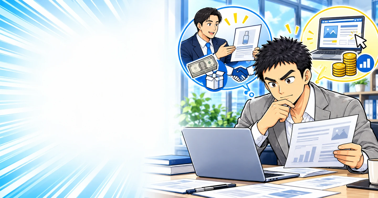 アフィリエイトと企業からのPR依頼は何が違う？契約と報酬の基礎の解説イラスト