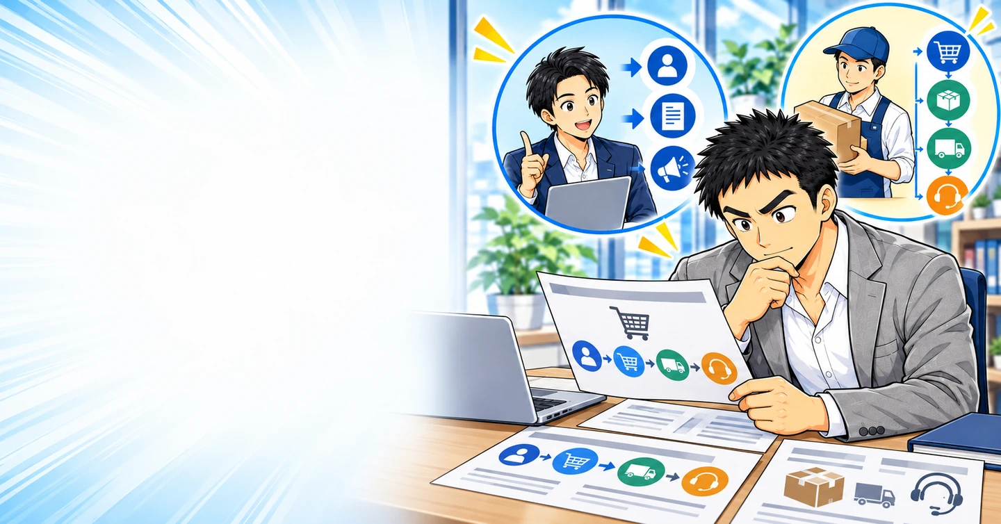 アフィリエイトは商品を売る仕事？販売店との役割の違いを解説の解説イラスト