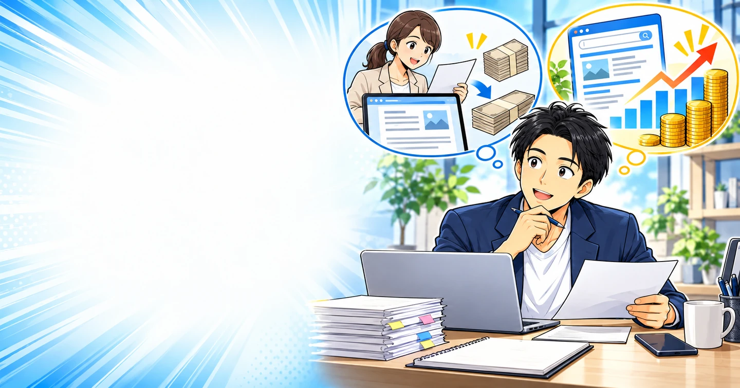 アフィリエイトとWebライターはどう違う?文章を書く仕事の収入構造を比較の解説イラスト