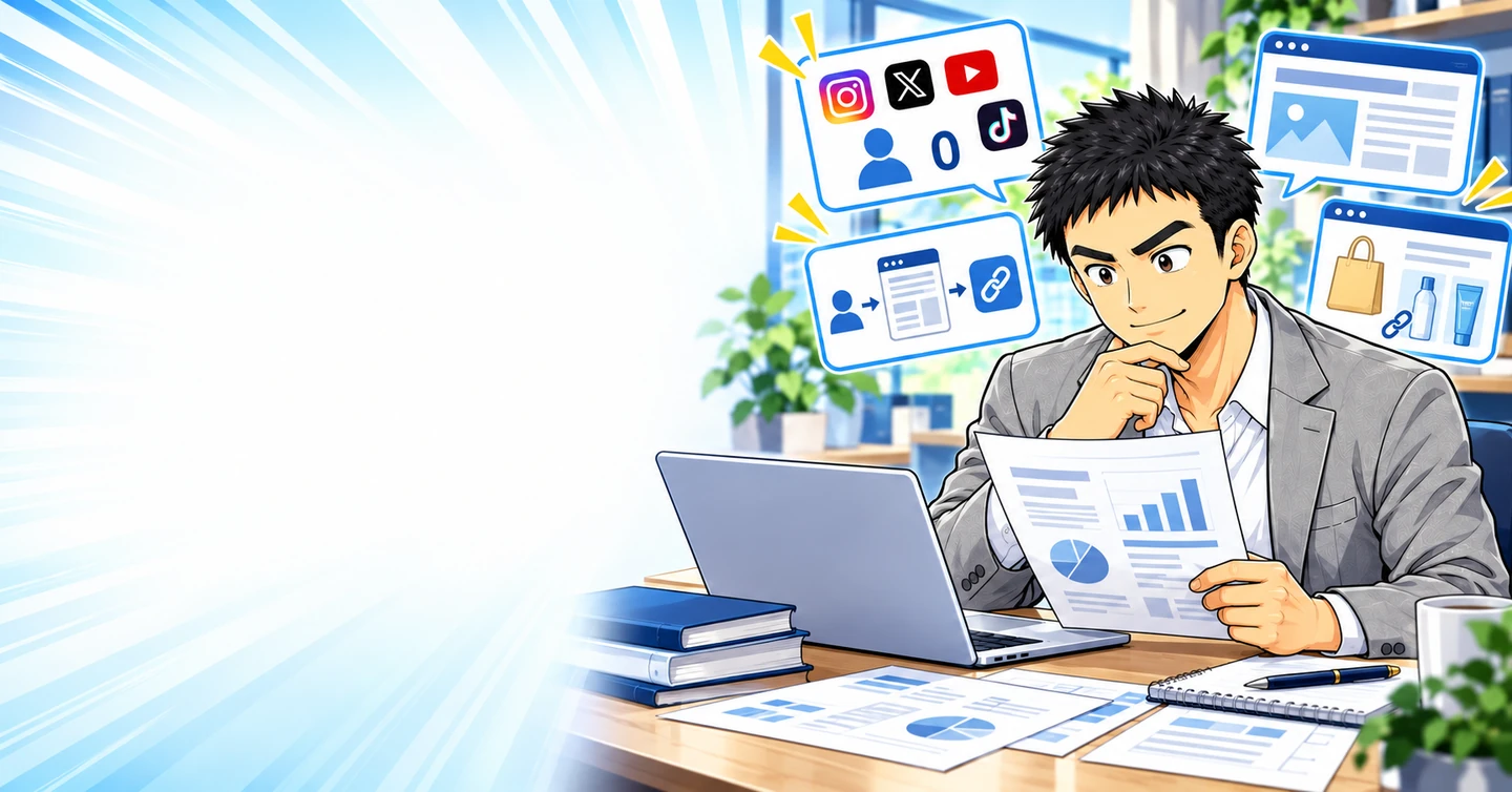 SNSのフォロワーがゼロでもアフィリエイトを始められる?の解説イラスト