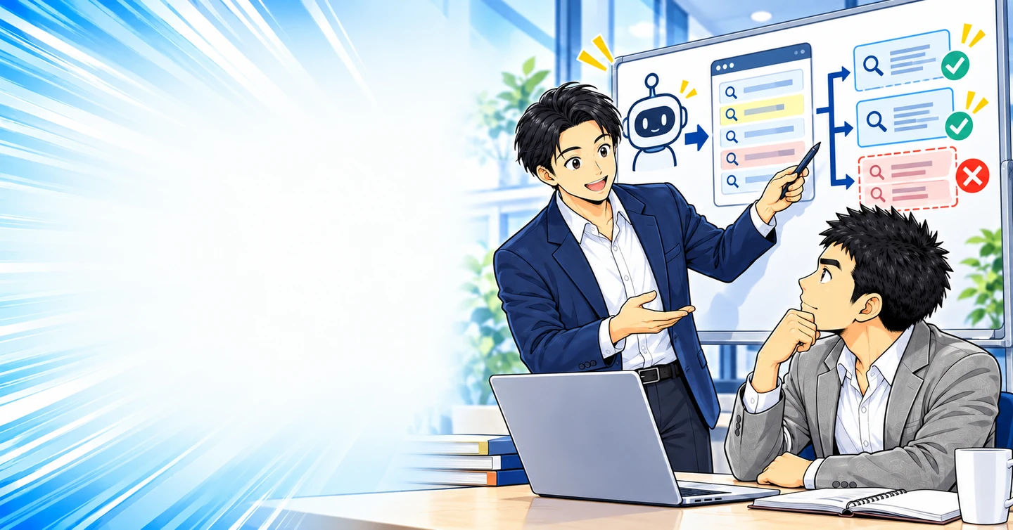 AIにキーワードを出させて、そのまま記事にしていませんか?の解説イラスト