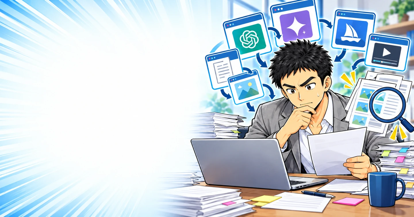 AIツールを増やすほど、収益化から遠ざかる人がいるの解説イラスト