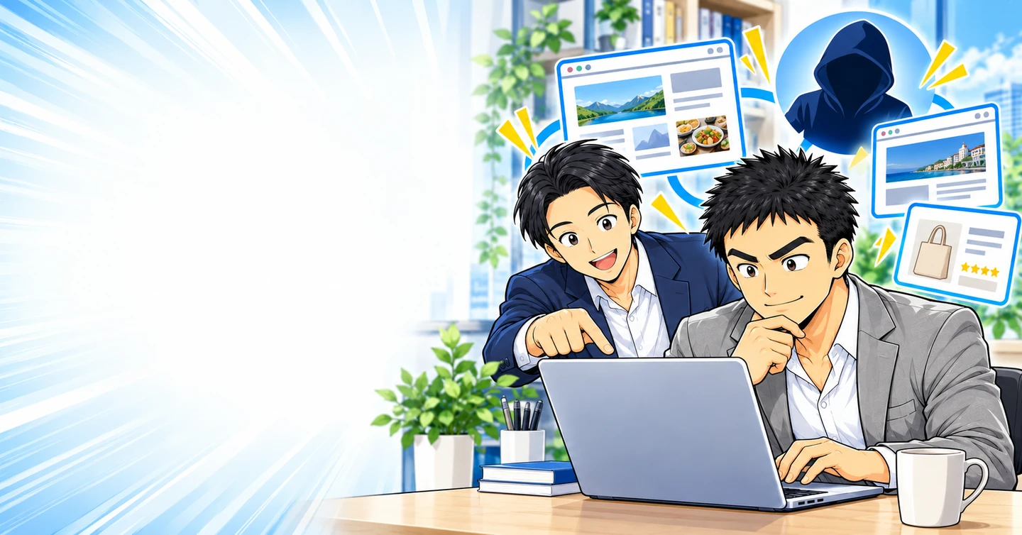 アフィリエイトの大きな強みは「匿名で始められる」ことの解説イラスト