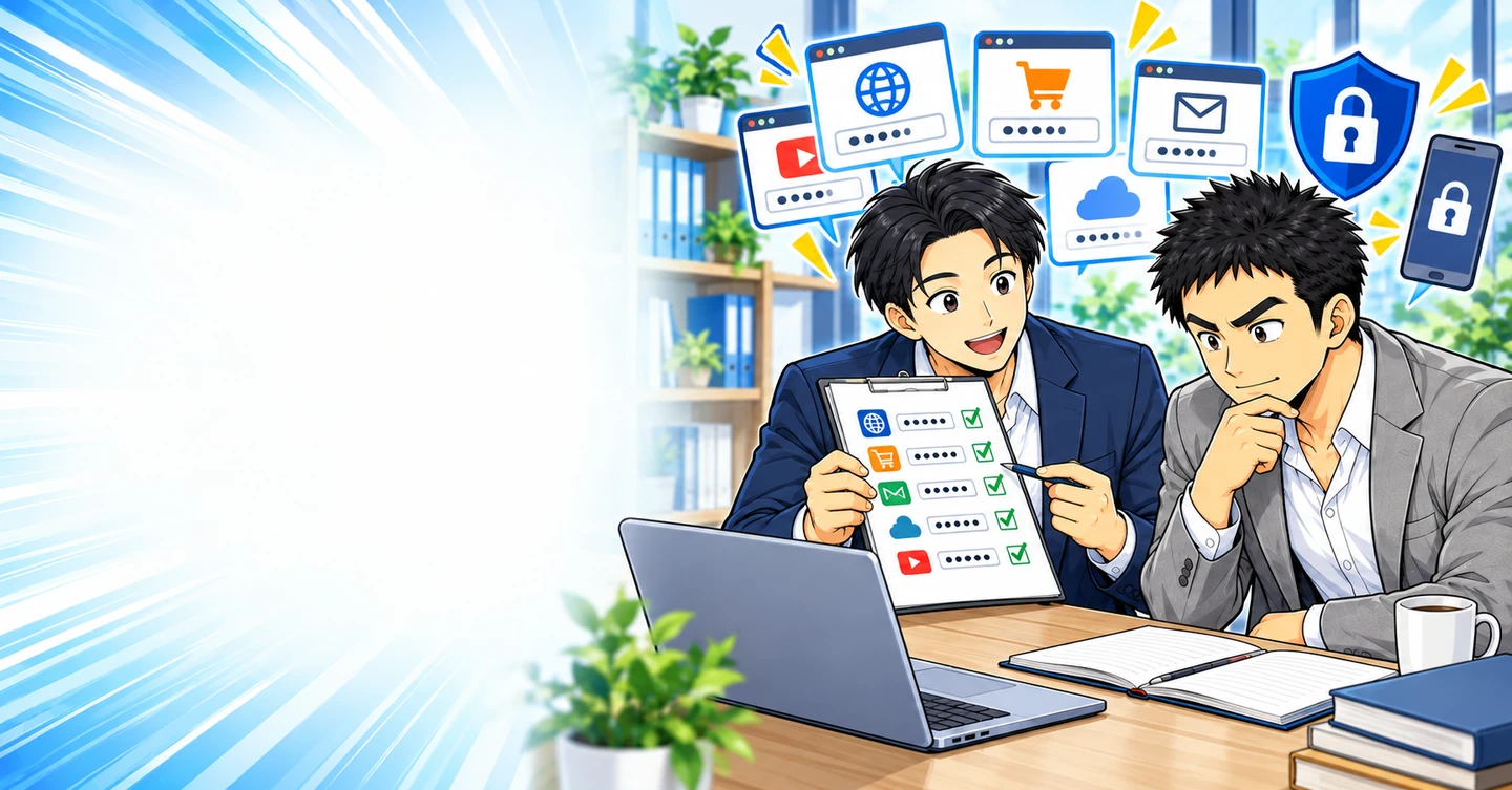 ブログとASPのパスワードをどう管理する？初心者のアカウント整理の解説イラスト
