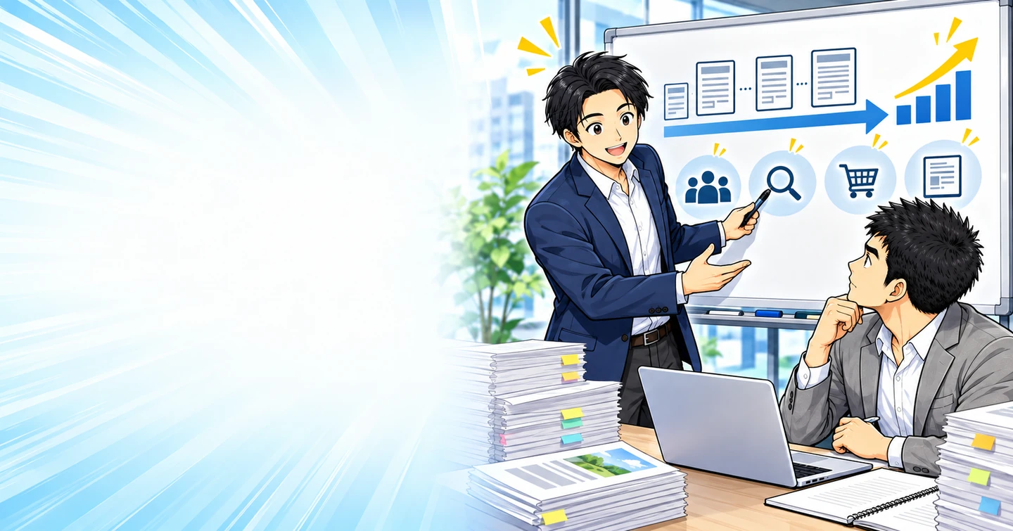「まずは100記事書きましょう」を、いつまで信じ続けるのですか?の解説イラスト