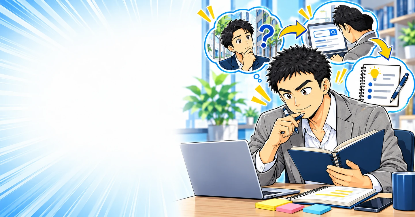 ブログの記事ネタを忘れないためには?日常の疑問をメモに変える方法の解説イラスト