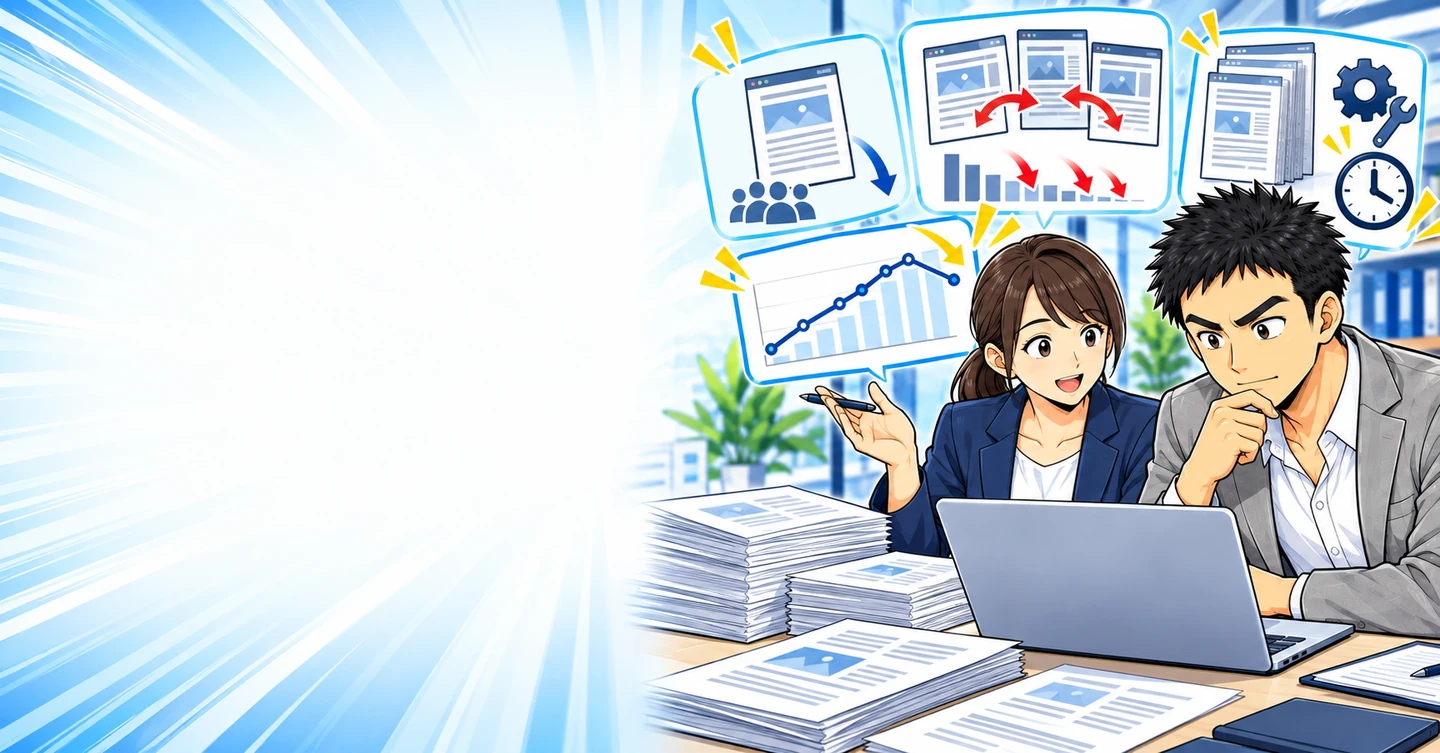 記事数を増やせば売上も増える、という大きな勘違いの解説イラスト