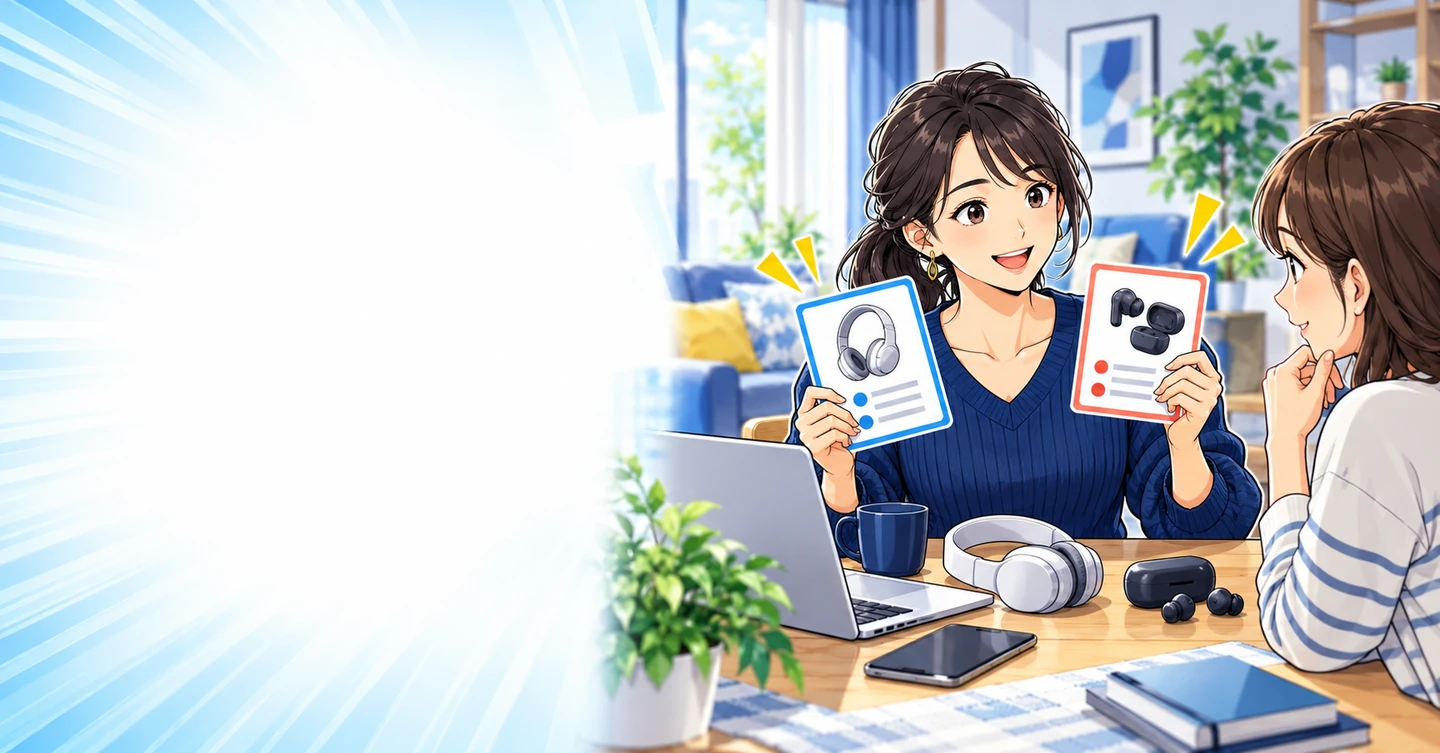 友人の「どれを買えばいい？」に答えるのが好きな人への解説イラスト