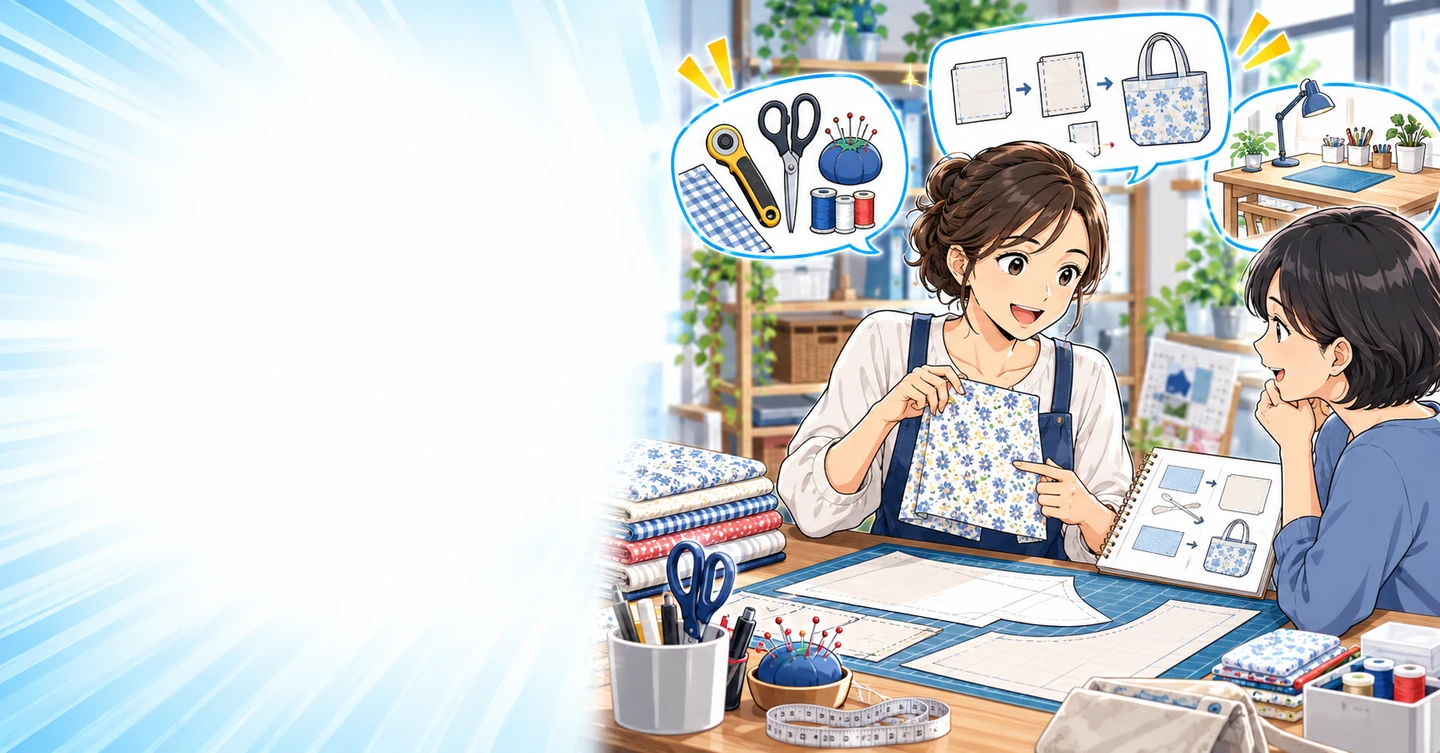 手芸作品を売るのが大変なら、作る途中の工夫を伝える道もあるの解説イラスト