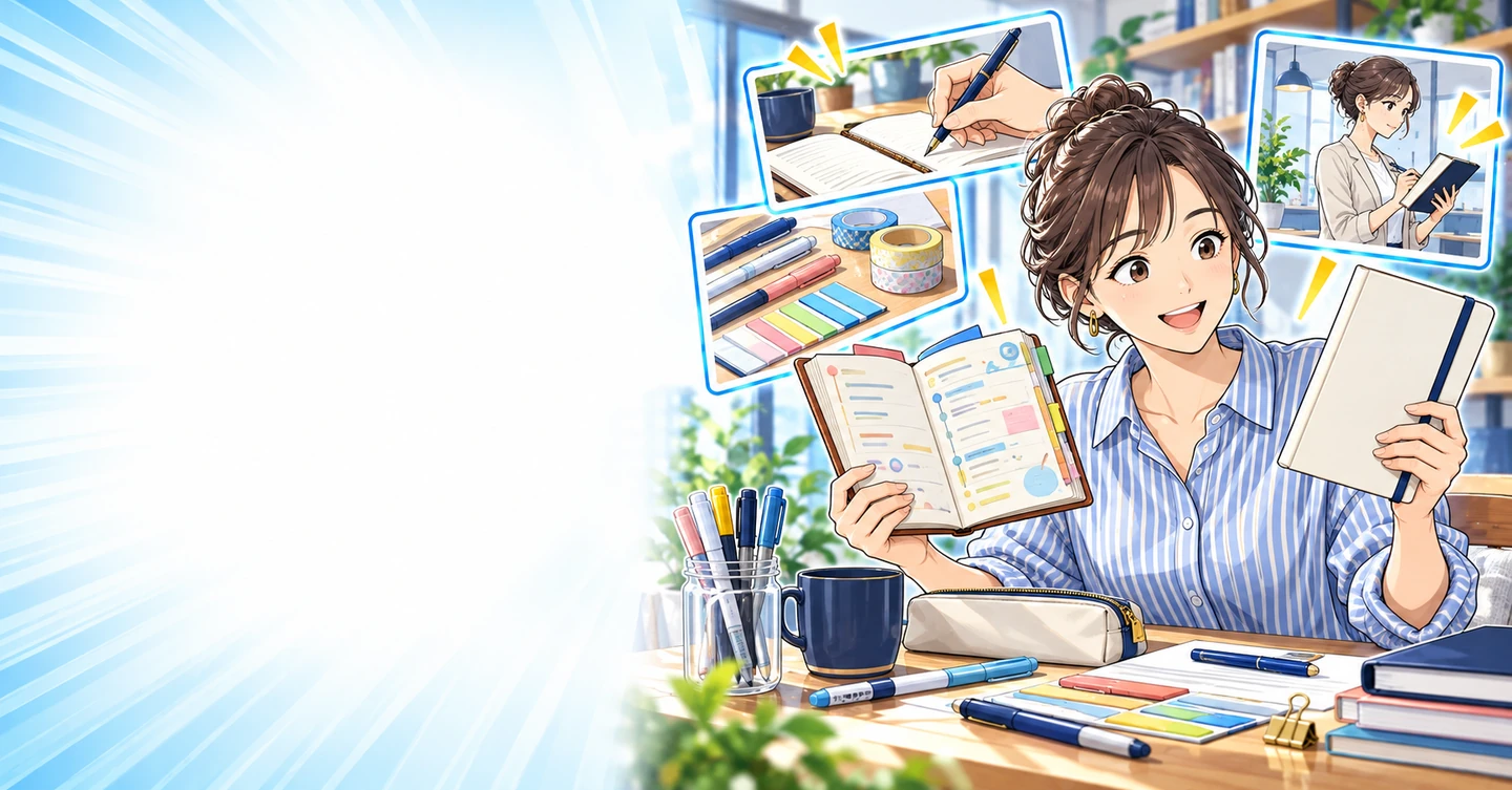 文房具が好きなだけで終わらせない｜使う場面から伝える楽しさの解説イラスト