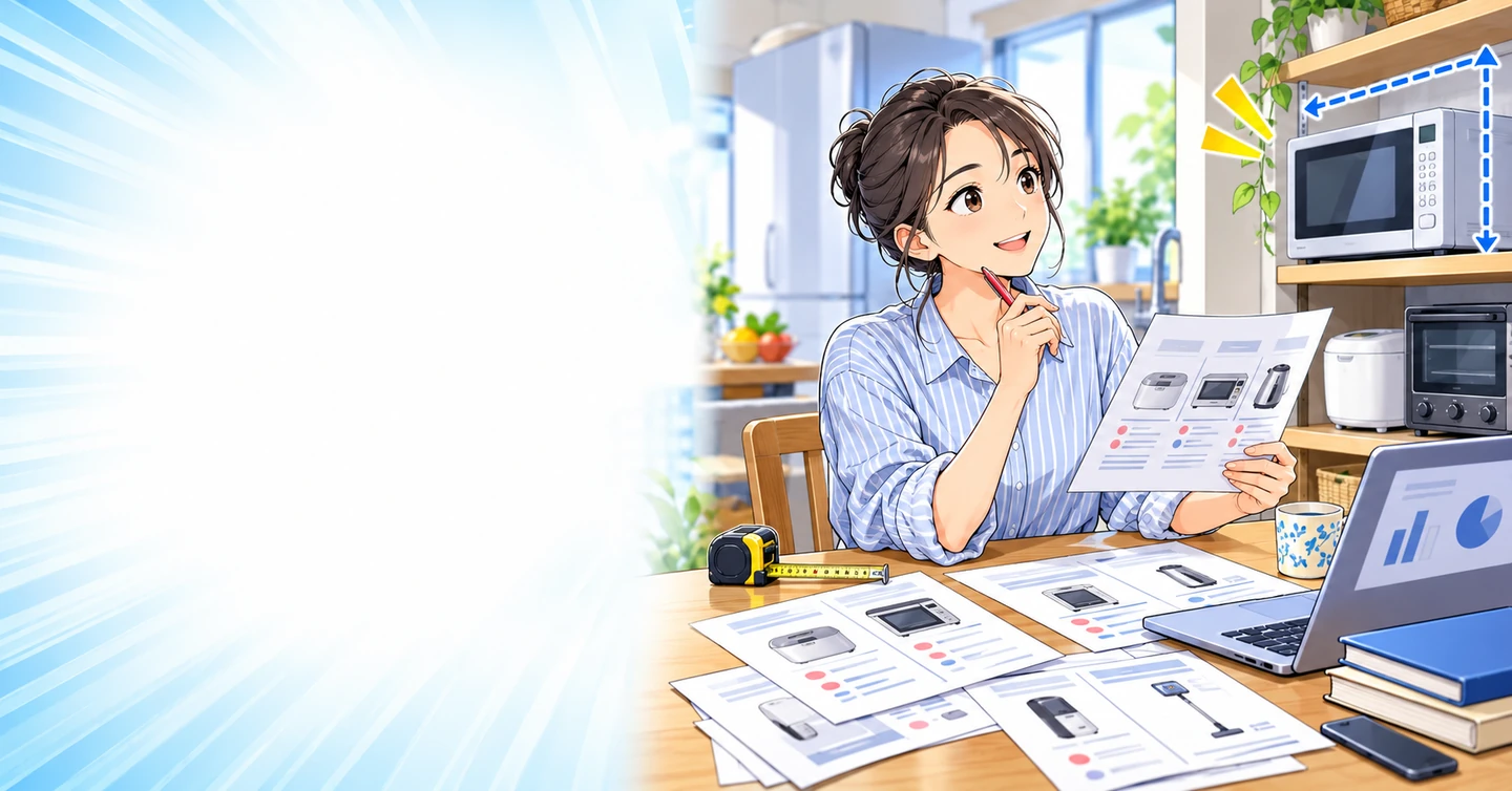 家電を買うたびに徹底比較する人は、調べ方そのものを説明できるの解説イラスト