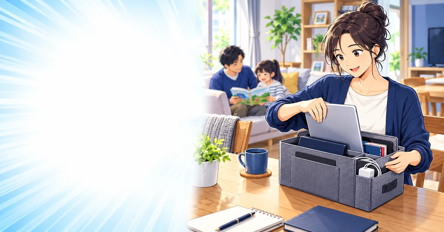 専用の仕事部屋がない家で、自分の作業場所を作るにはの解説イラスト