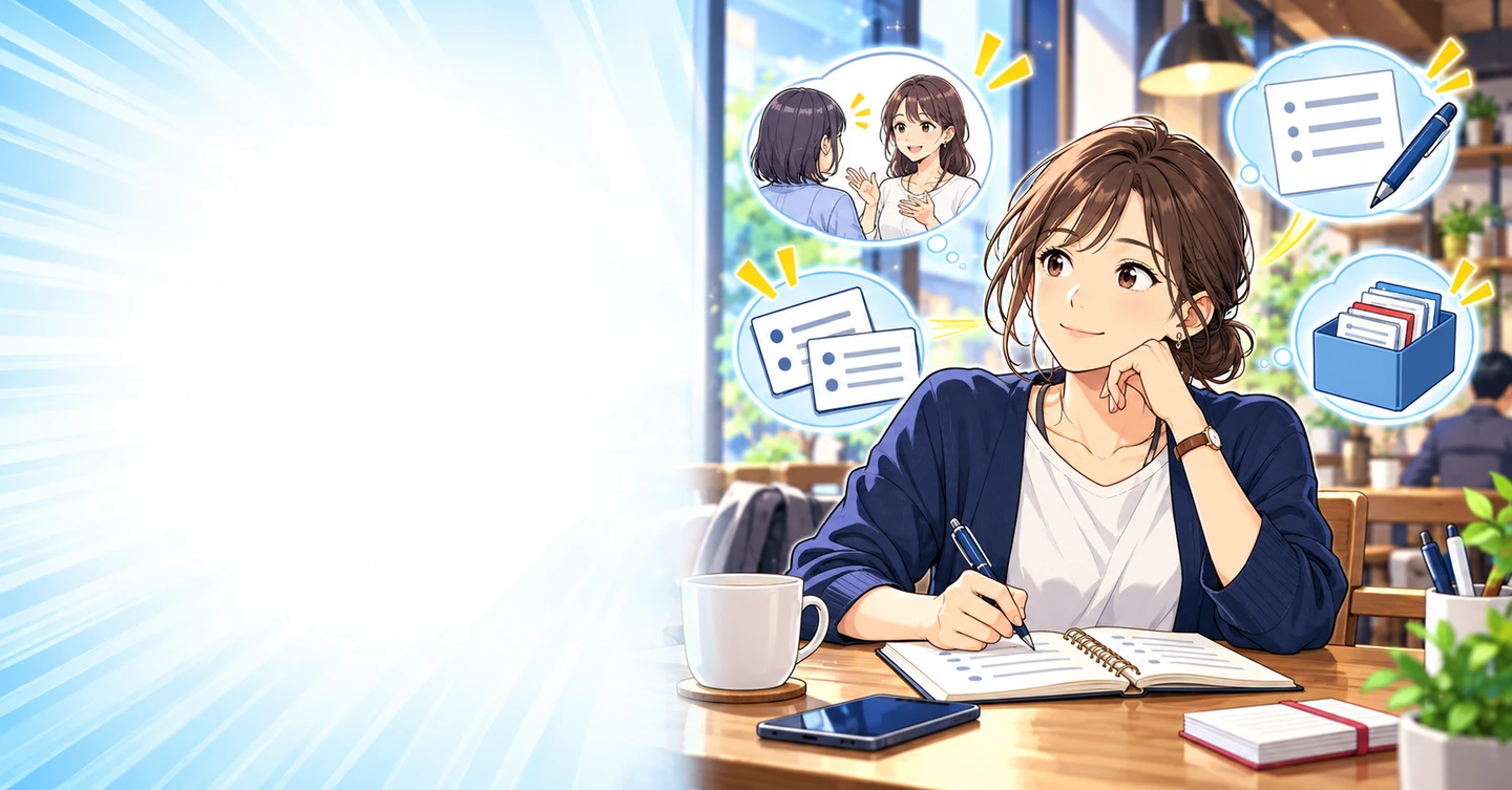 話すのが遅い人にも伝えやすい、文章で考えを届ける方法の解説イラスト