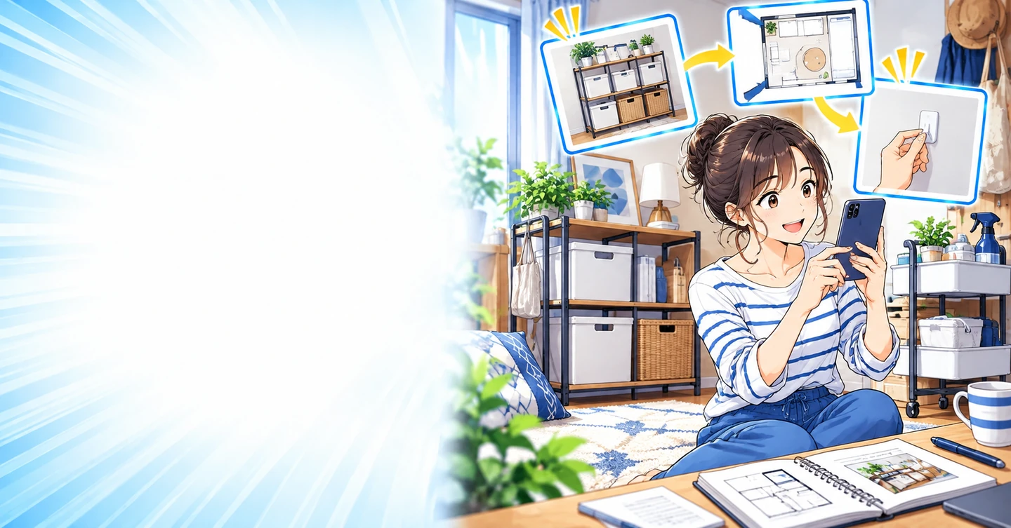 賃貸だからできない、で終わらせない暮らしの工夫の残し方の解説イラスト