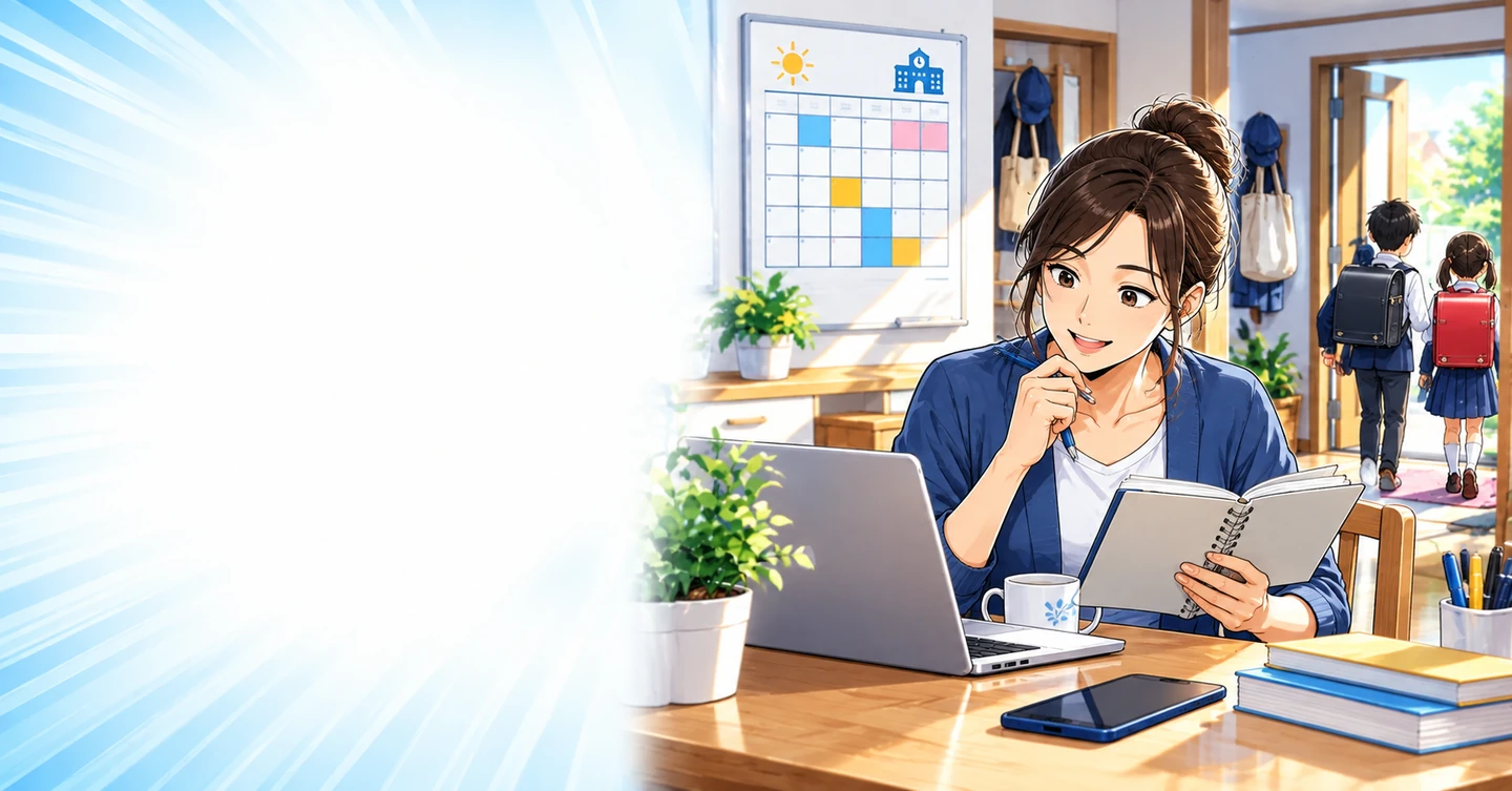 子どもが学校にいる時間だけで、何ができるかを現実的に考えるの解説イラスト