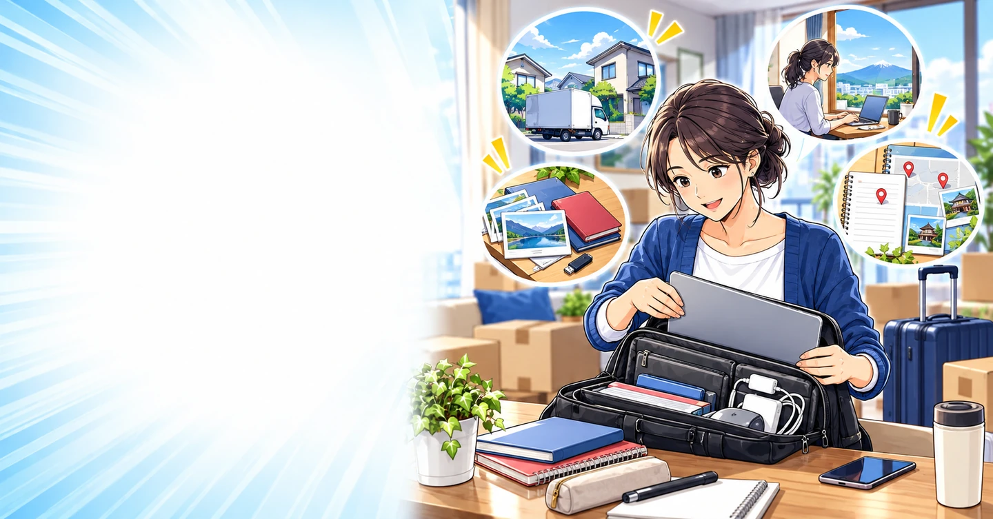 転勤についていくたびに職歴が途切れる。その経験から考えたい働き方の解説イラスト