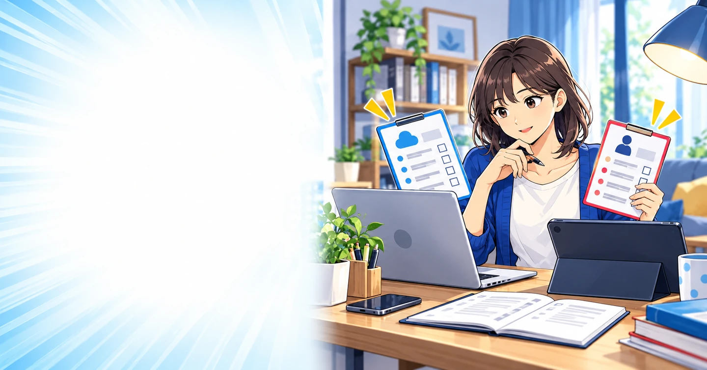 無料体験を渡り歩いて終わらない｜自分に合う条件を言葉にするの解説イラスト