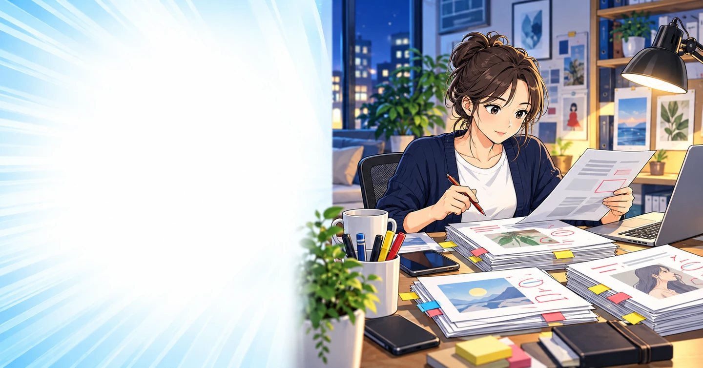 修正依頼で夜が終わるフリーランスが、自分のために残せる仕事の解説イラスト