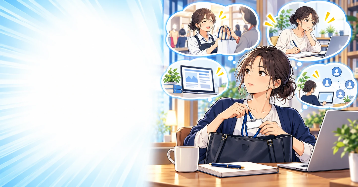 接客は嫌いじゃない。でも一日中笑う仕事から離れたくなったらの解説イラスト