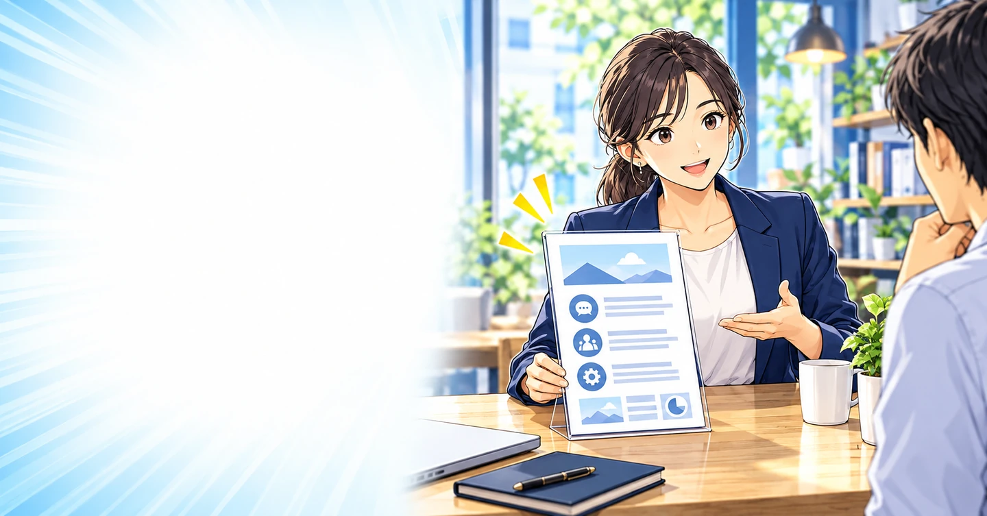 売り込みが苦手な個人が、話し続けなくても伝わる場所を作るにはの解説イラスト