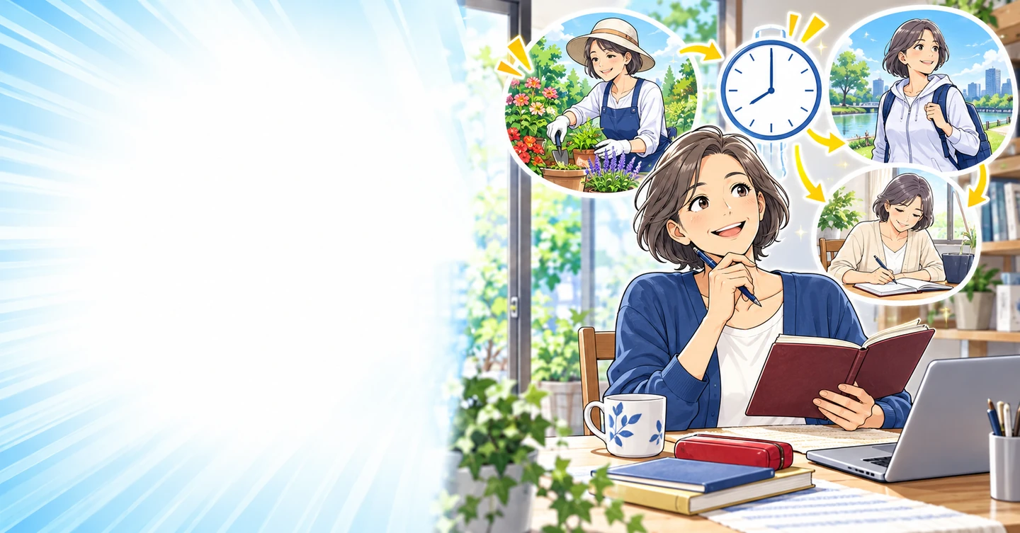 退職後の月曜日に何をする？仕事を辞める前に作る小さな役割の解説イラスト