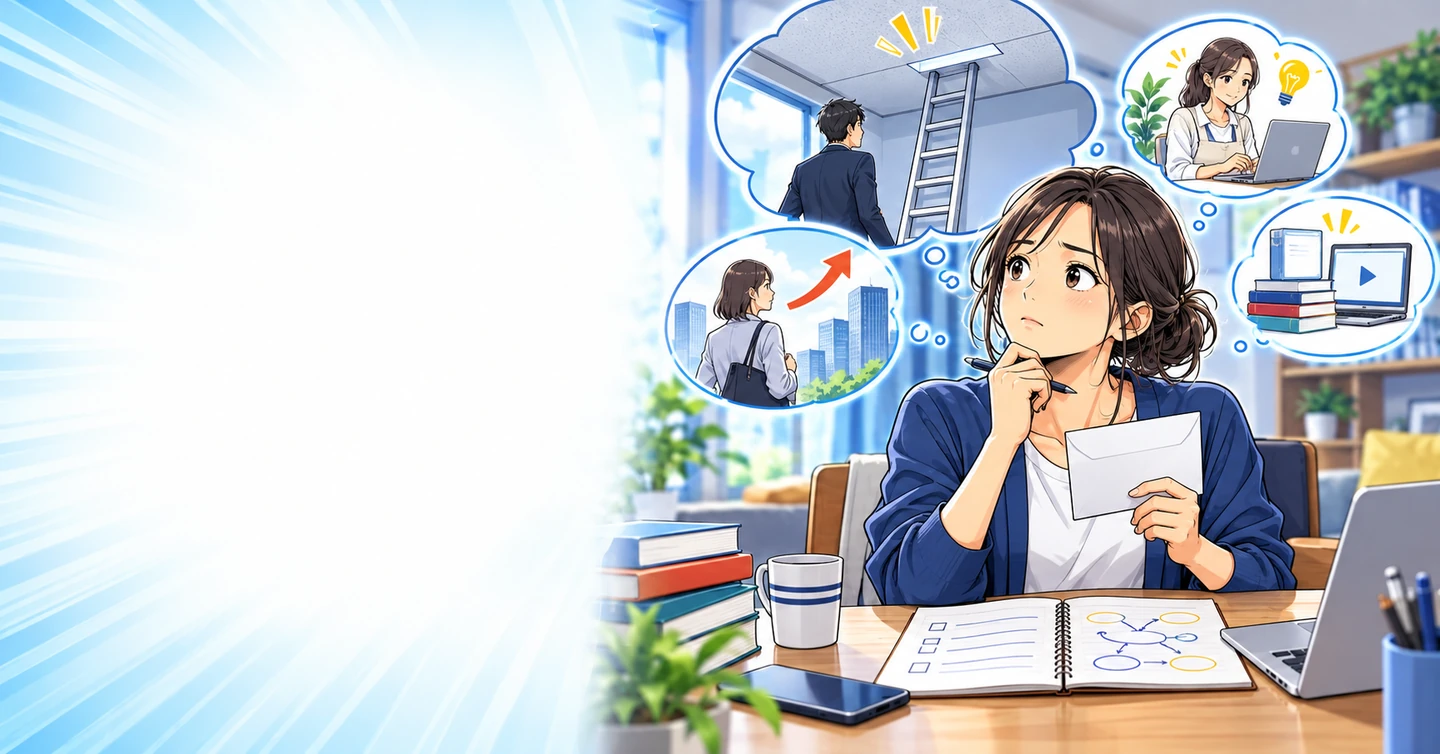 頑張っても給料の上限が見える仕事で、これからをどう考える?の解説イラスト