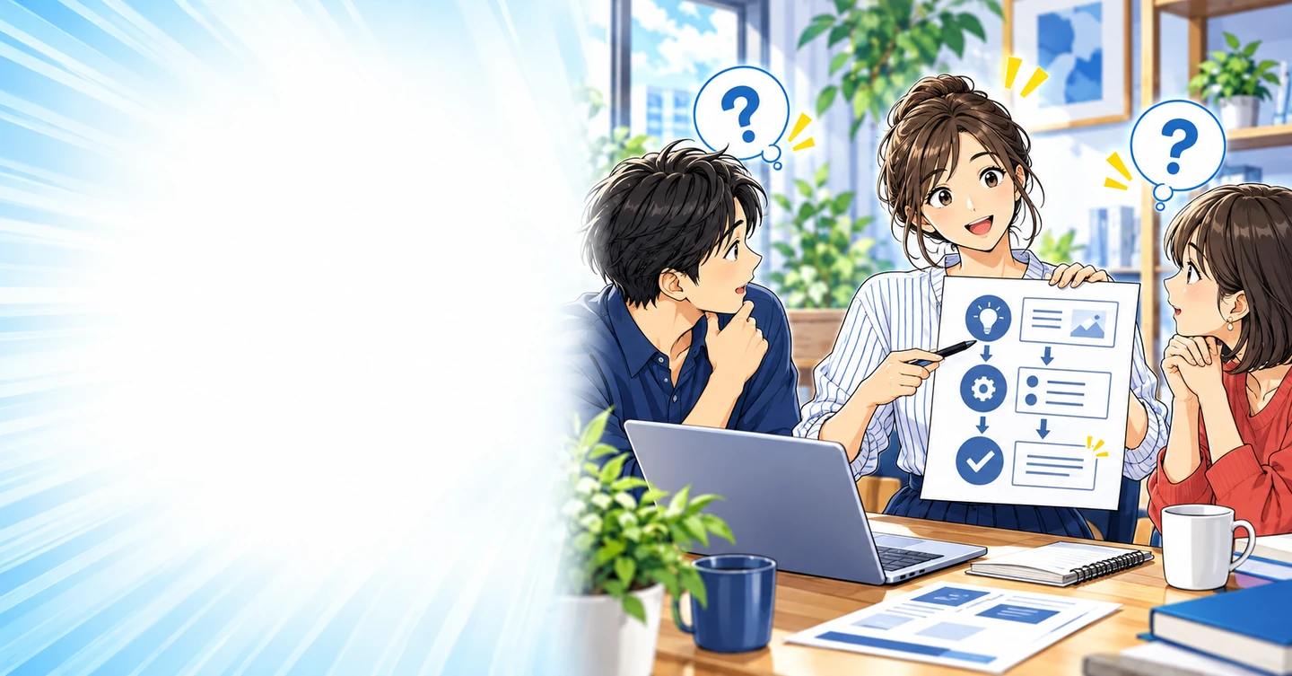 同じ質問に何度も答えている人は、すでに説明する材料を持っているの解説イラスト