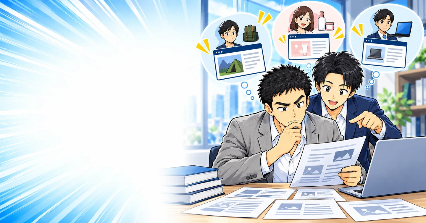 サイトを作ってから「何を売ろう」と考える人が失敗するの解説イラスト