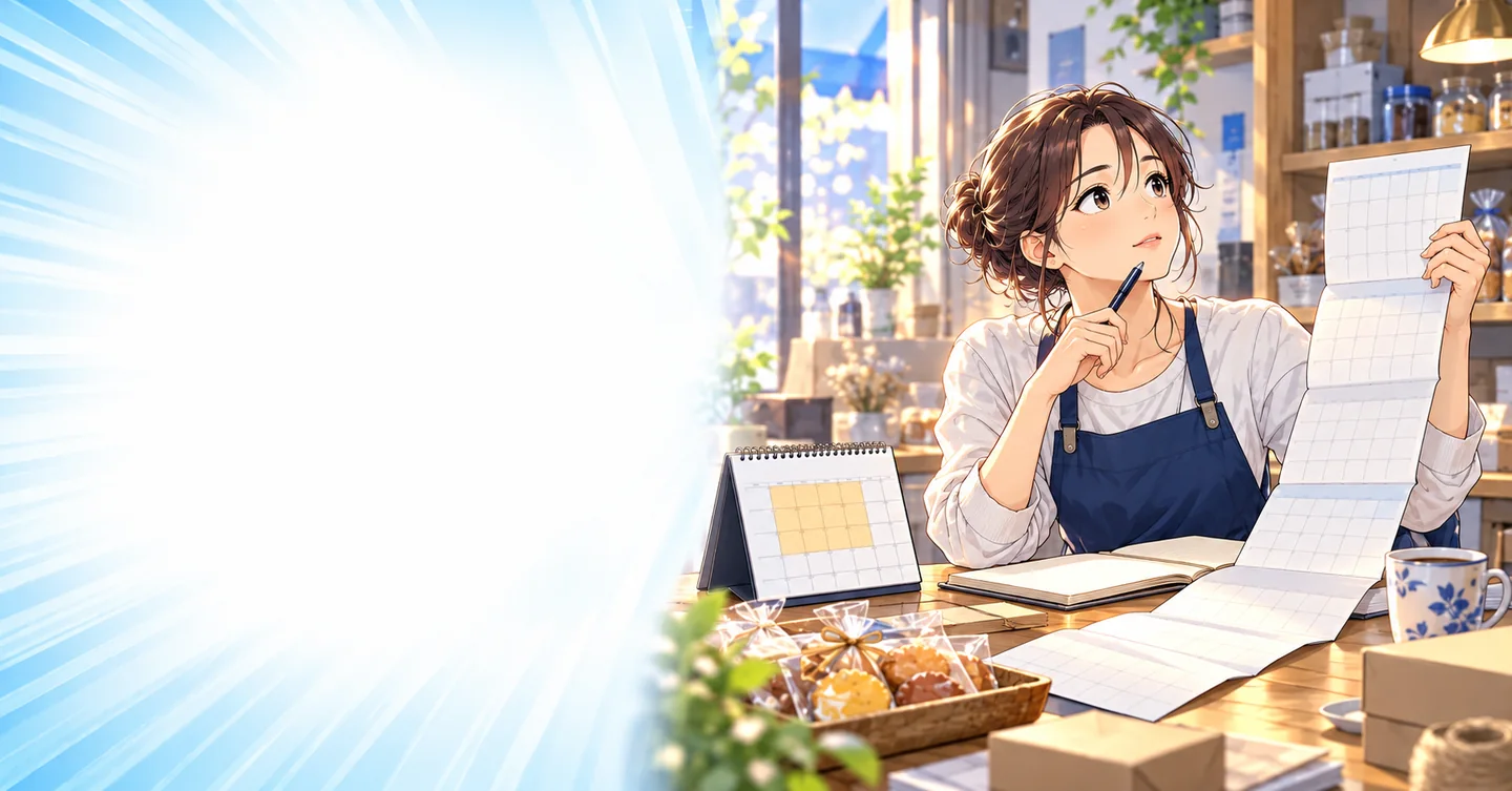 一度だけ月商100万円。それを12倍して「年商1,200万円」と言う人のカレンダーの解説イラスト