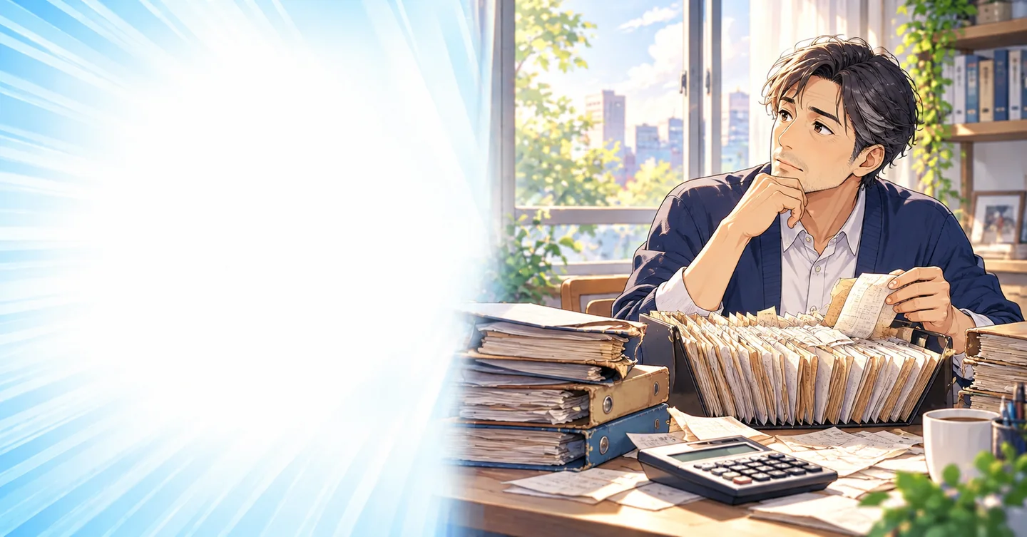 累計売上1億円！ところで、その電卓は何年前から足していますか？の解説イラスト