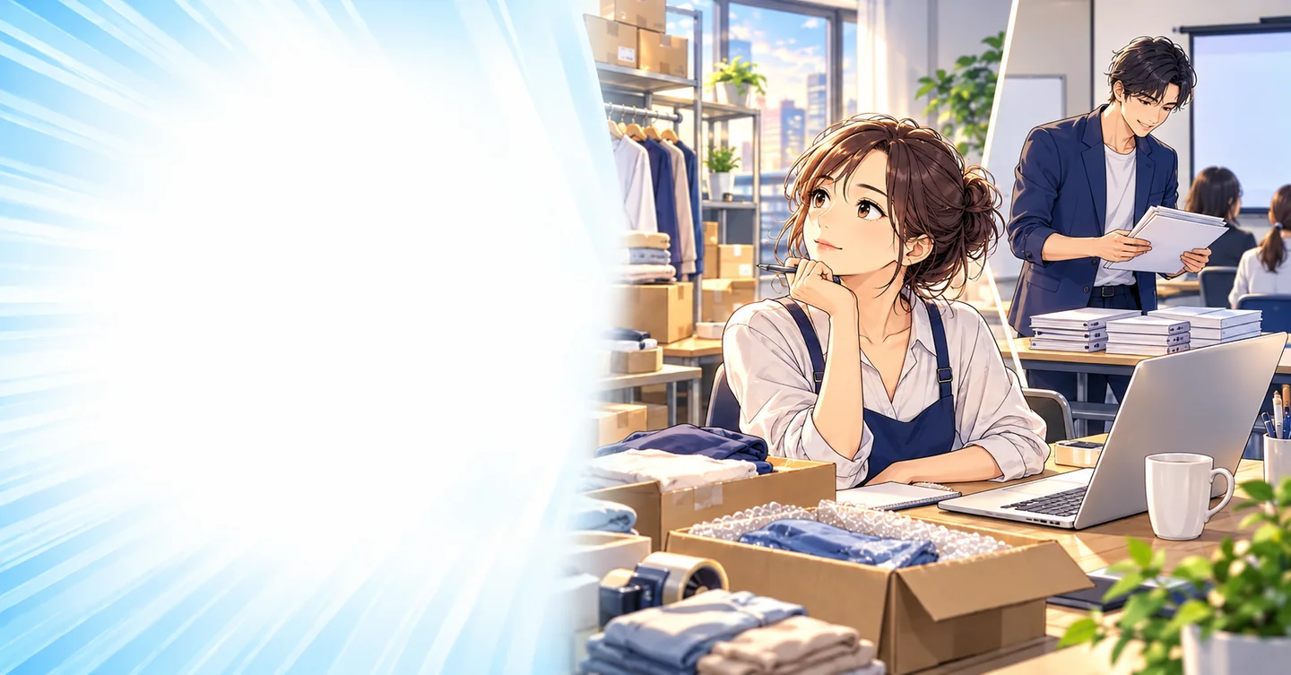 物販で稼ぐ方法を教える人は、物販と講座のどちらで稼いでいる？｜売っている物を見直すの解説イラスト
