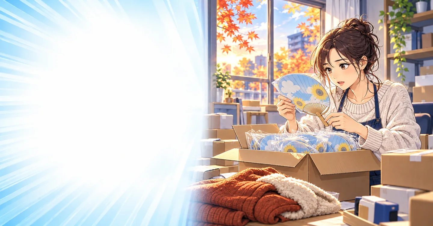 夏に売る商品が、秋に届いた|納期遅延で物販の利益が溶ける話の解説イラスト