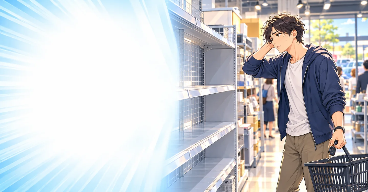 せどりで売れた！でも同じ物を仕入れられない｜利益より先にガソリンが減る休日の解説イラスト