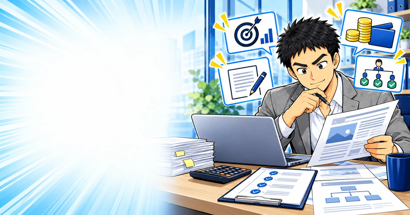 アフィリエイトを人に任せるとき、自分は何を決める？依頼者の役割を整理の解説イラスト