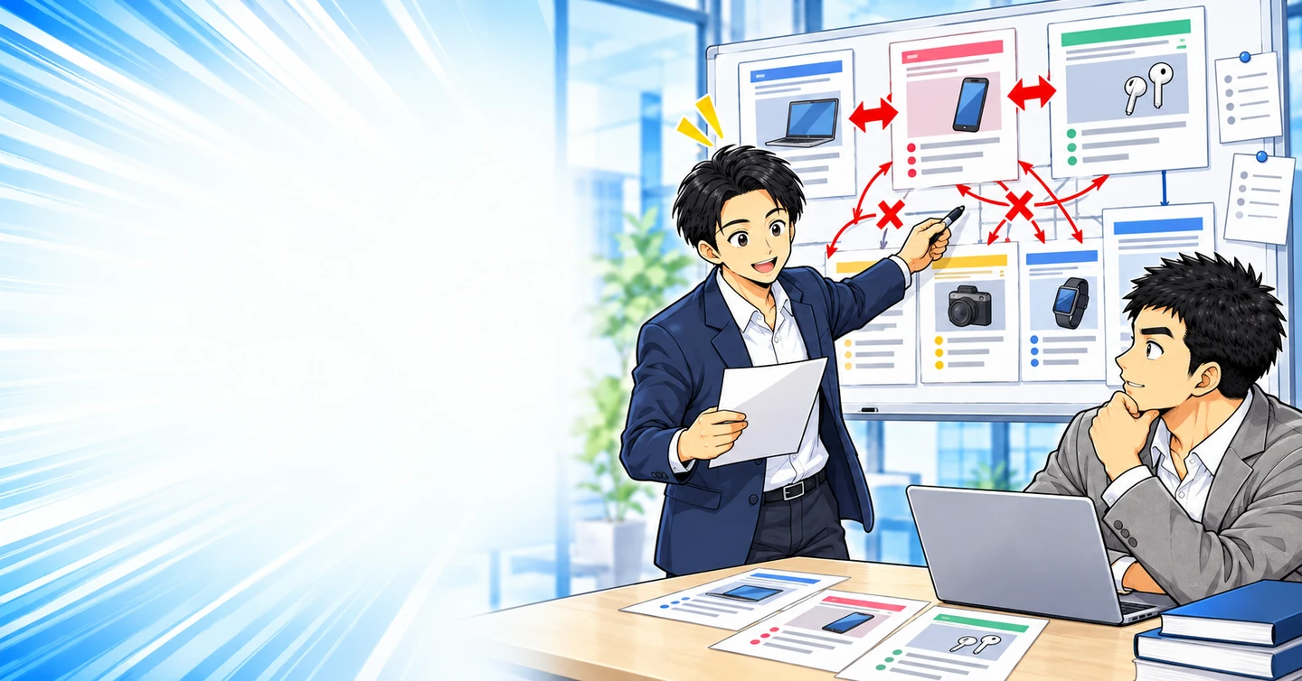 編集責任者のいないWEBメディアは、記事が増えるほどバラバラになるの解説イラスト