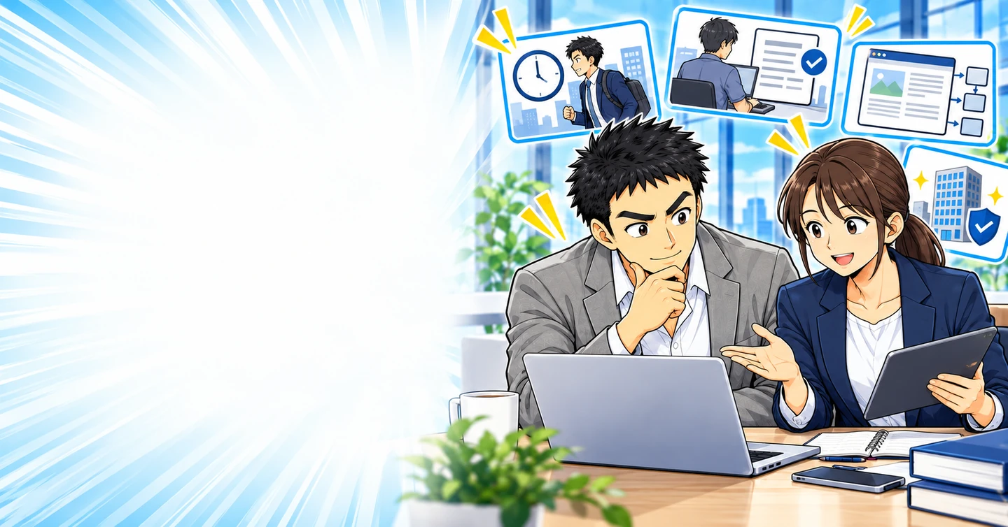 会社員だから時間がない。それでもアフィリエイトを選ぶ理由はありますか?の解説イラスト
