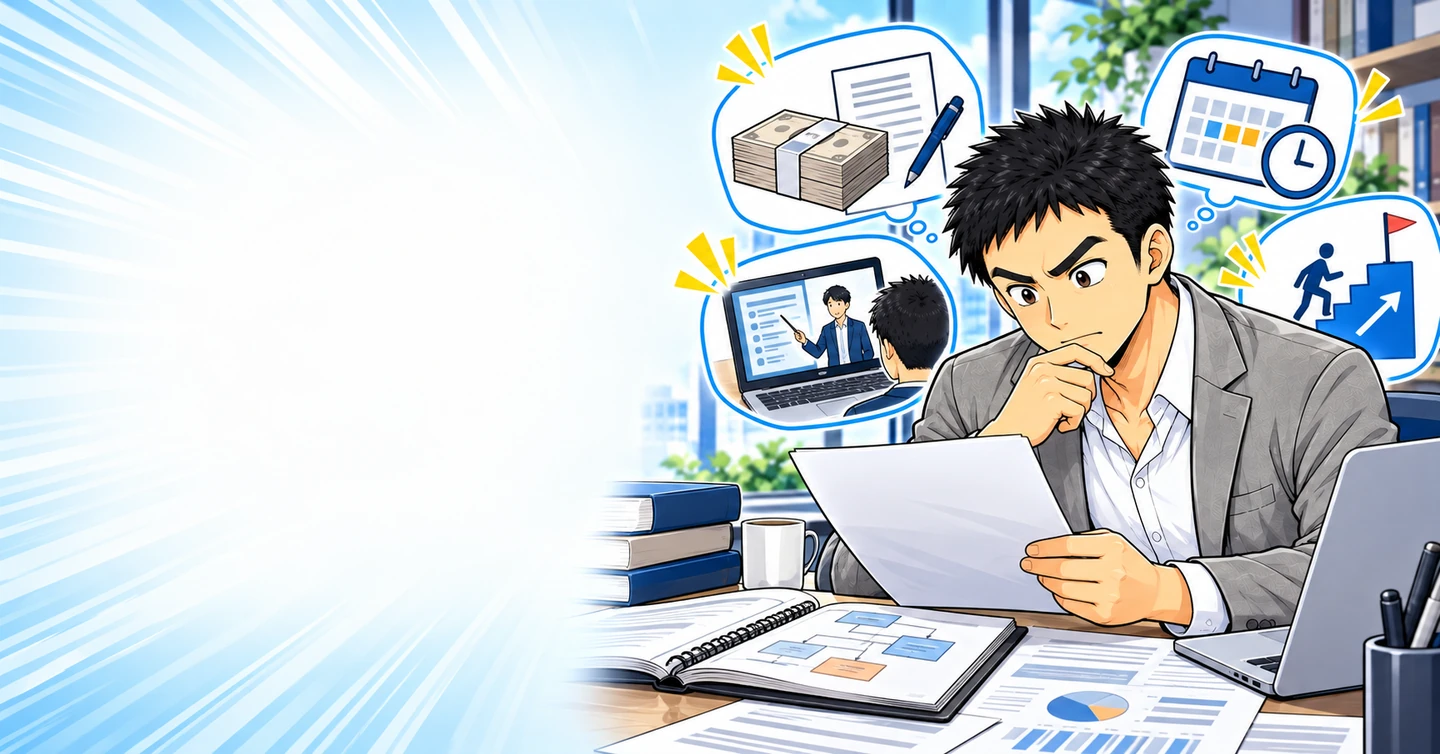 高額塾に入れば本気になれる?お金を払っただけでは何も変わらないの解説イラスト