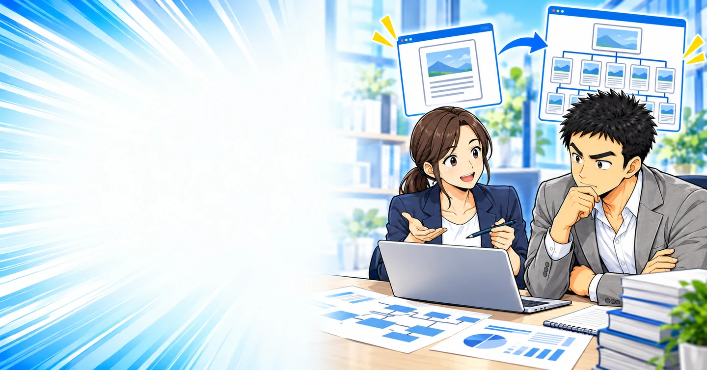 少数精鋭の記事だけで、大規模メディアに勝てると思っていますか？の解説イラスト