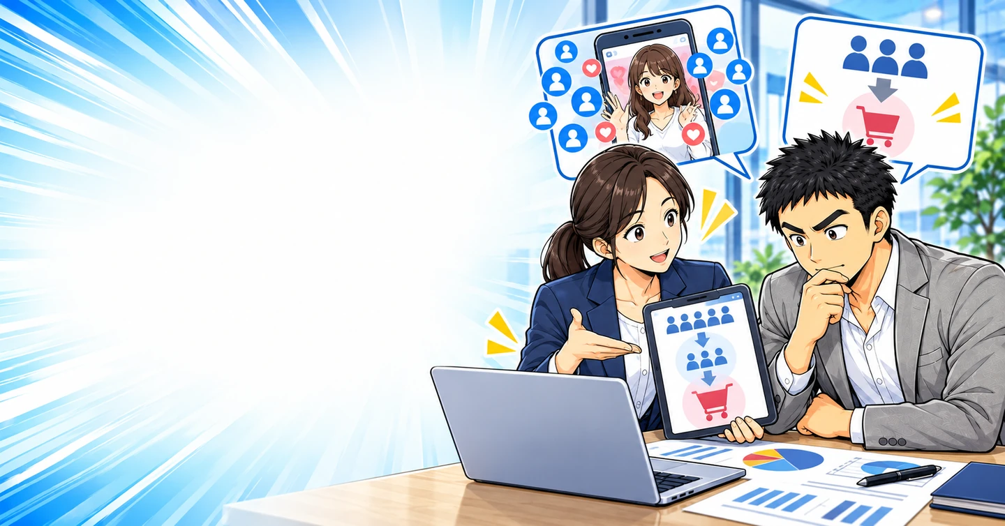 SNSのフォロワーを増やせば売れる?数字だけ増やしても収益にはならないの解説イラスト