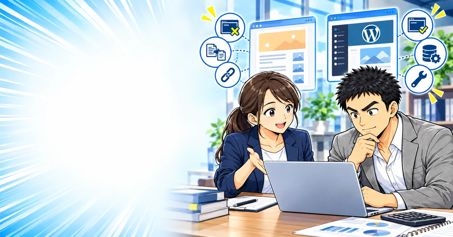 無料ブログとWordPressの違い|開設前に確認したい自由度と管理負担の解説イラスト