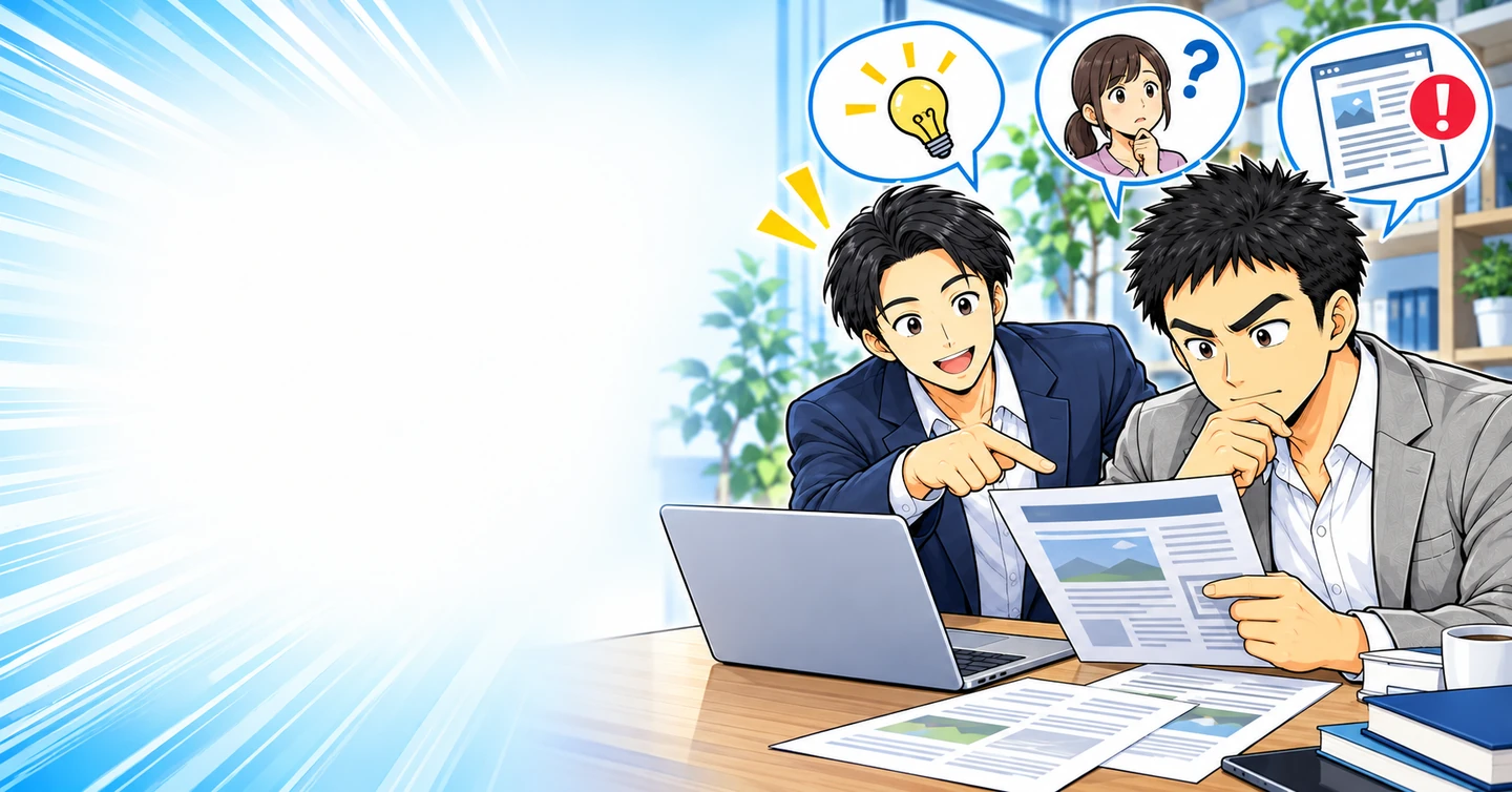 アフィリエイト記事を友人に見てもらうなら何を聞く？読みにくさを見つける方法の解説イラスト