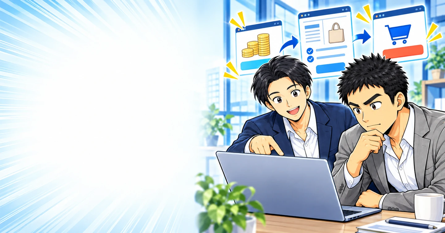 アフィリエイト記事から販売ページへ案内する文章の作り方の解説イラスト