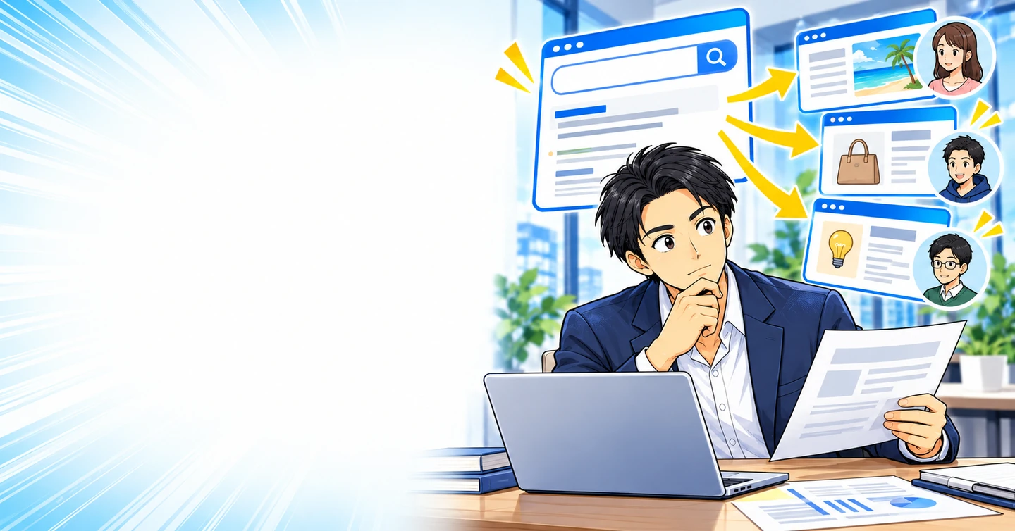 月間検索数が多いキーワードを狙えば稼げると思っていませんか?の解説イラスト