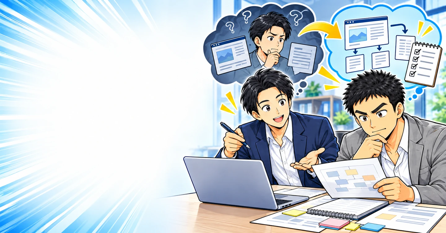 運営者の感覚だけに依存するサイトは、引き継ぐことができないの解説イラスト