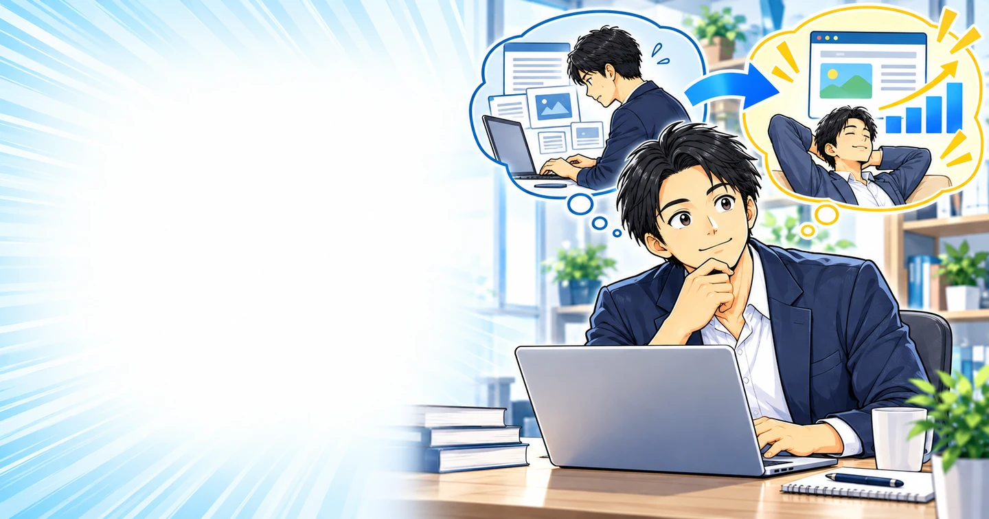 自分が働き続けなければ稼げないブログは、収益資産ではないの解説イラスト